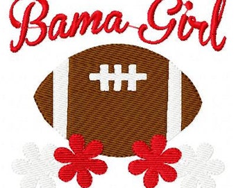 Bama Alabama Girl Football Machine Embroidery Design Joyful Stitches // Joyful Stitches