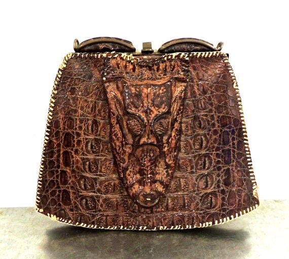 white alligator purse