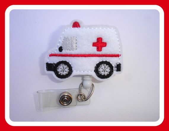 Paramedic Badge Reel ID Holder Retractable Ambulance White