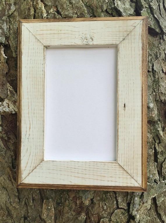8 x 10 Picture Frame White Rustic Weathered With Routed