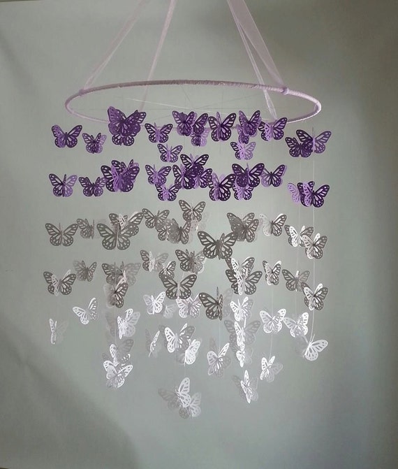 Butterfly nursery baby mobile ombre purple by magicalwhimsydesigns