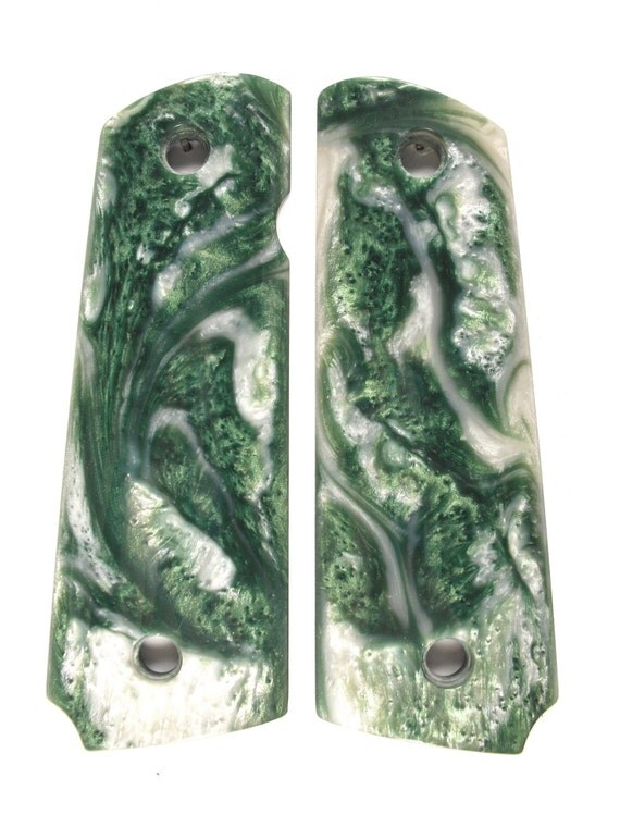 Dark Green And White Pearl 1911 Grips Full Size By Furnitureyourway