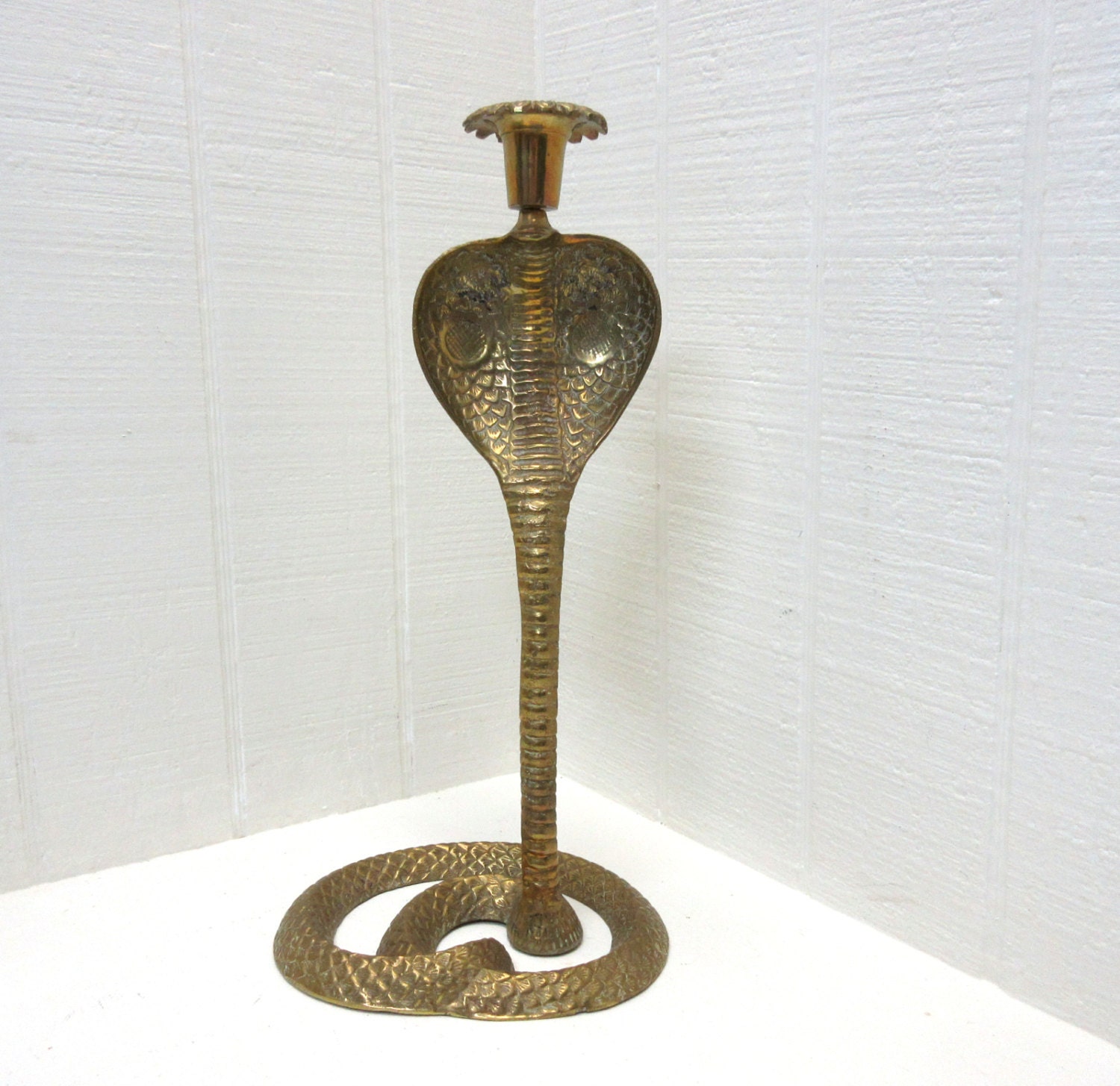 Vintage Brass Cobra Candle Holder by thejunkman on Etsy
