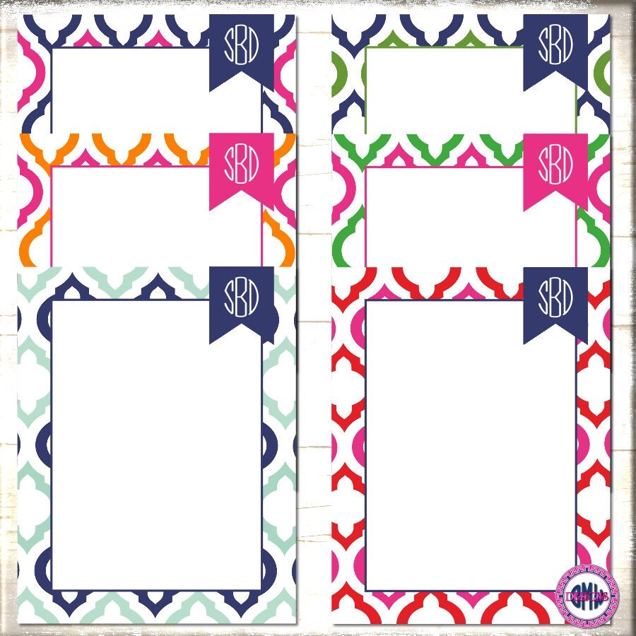 Monogrammed Note Pads-Note Pad-Personalized Note Pad-Morrocan