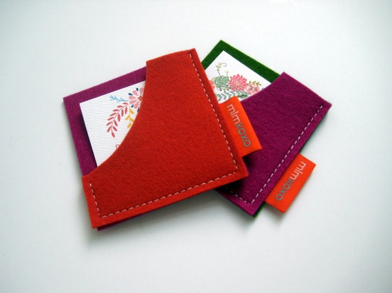 Square Card Case In Pure Wool Felt Business Card Holder