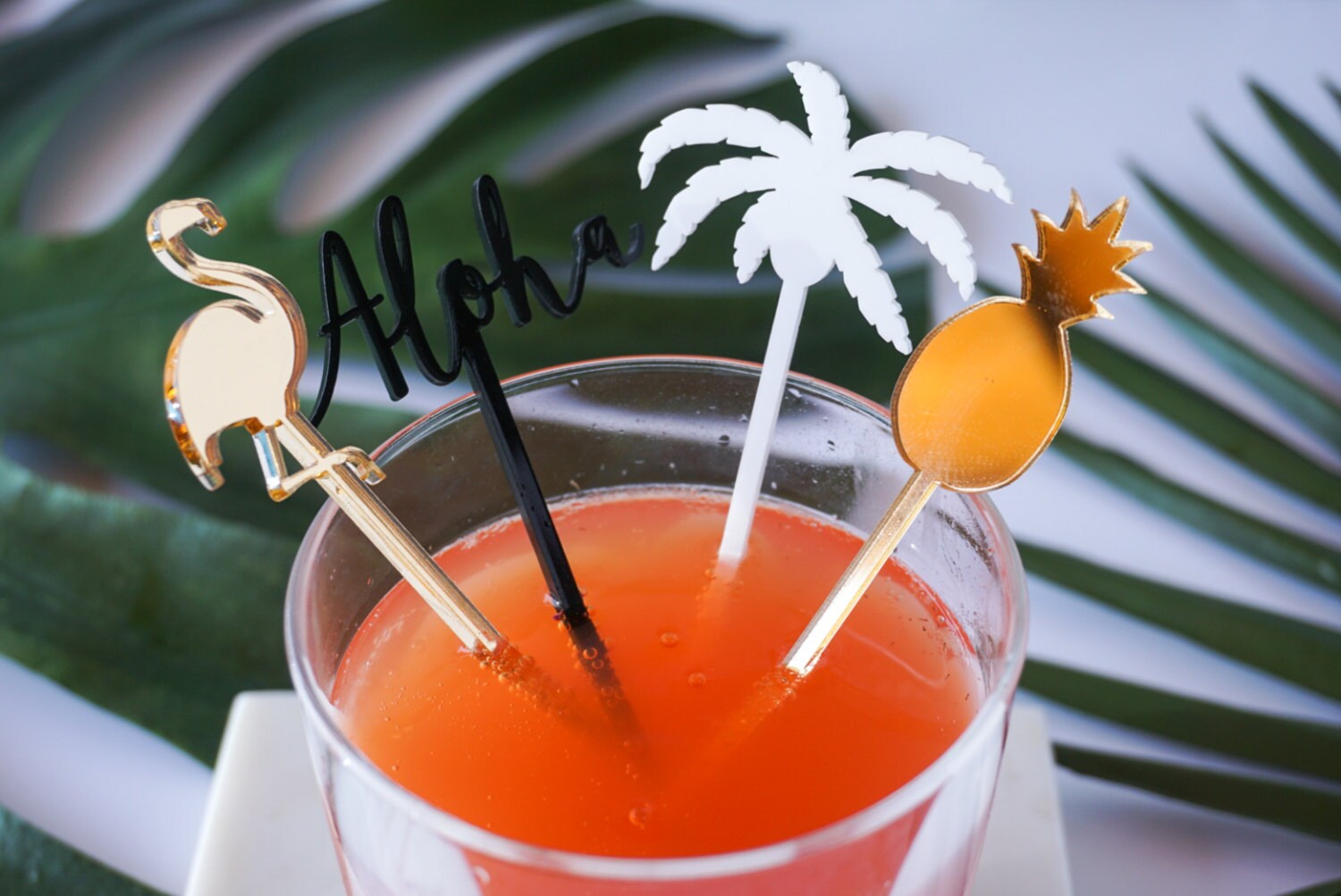 Palm Tree Tropical Inspired Stir Sticks Swizzle Sticks Drink