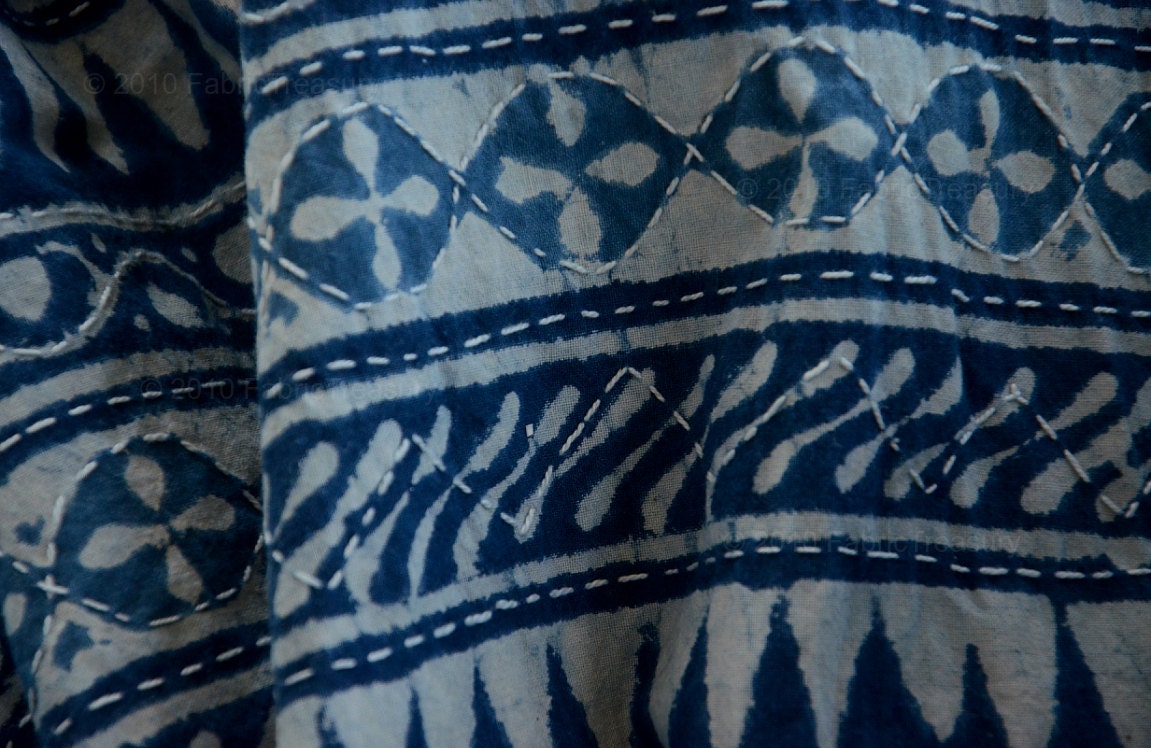 Quilt top fabric. Indigo Batik. Make jackets quilts pillows.