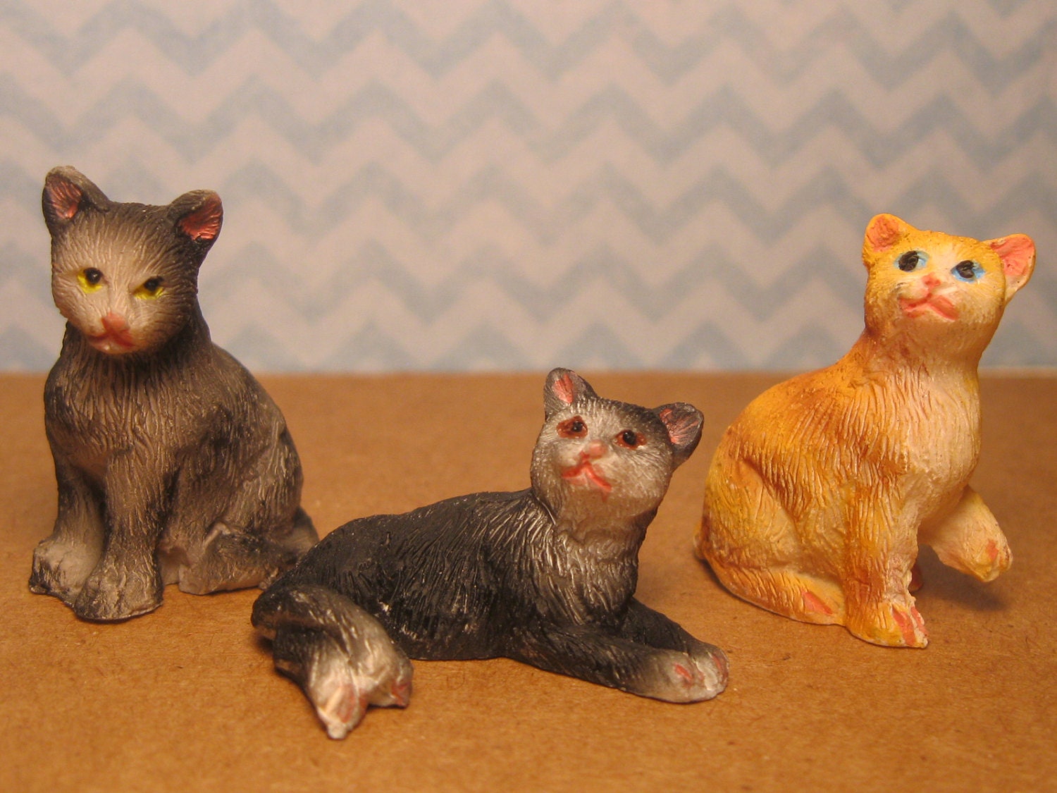 Miniature Kitty Cats for Dollhouse or Fairy by FourthWishVintage