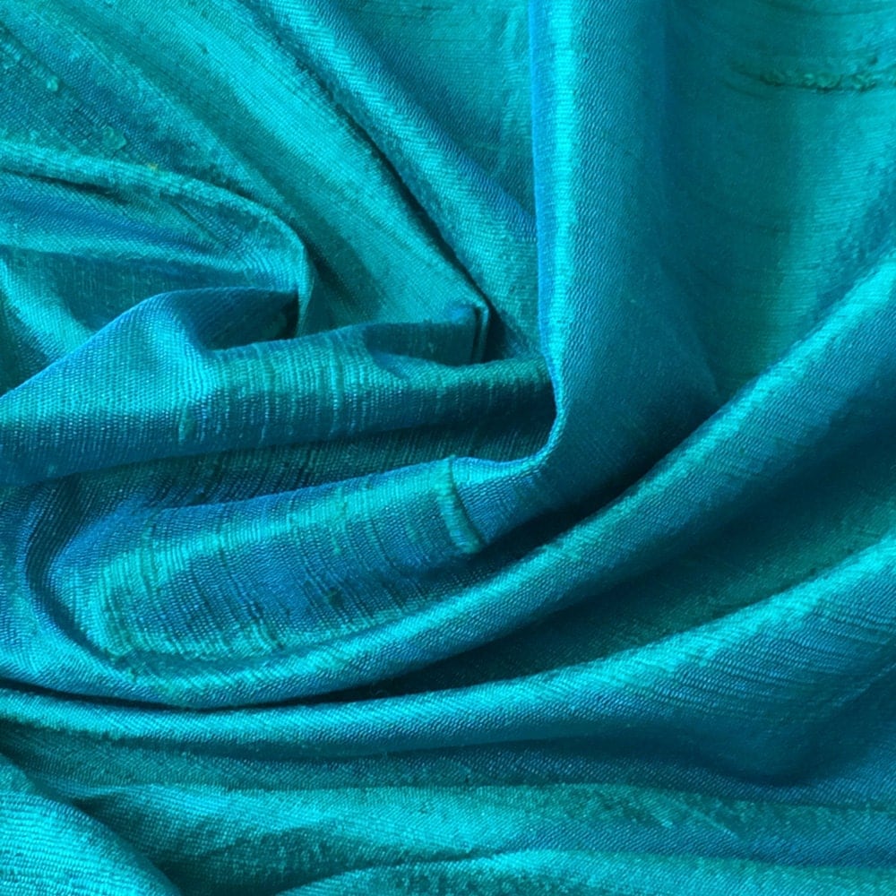 Ocean Blue 100 Percent Pure Silk Dupioni Fabric By The Yard