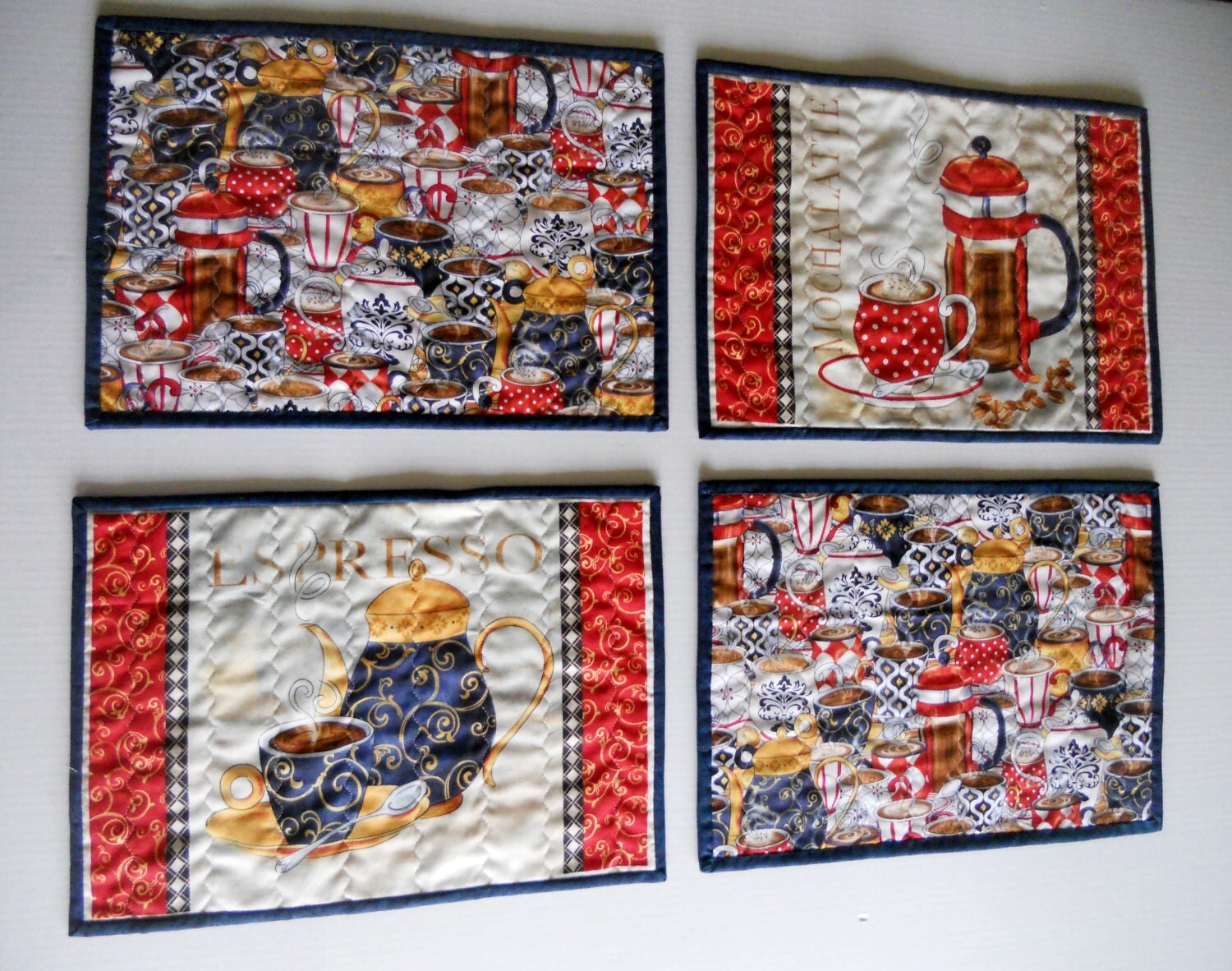 Quilted Placemats Coffee Theme Fabric by