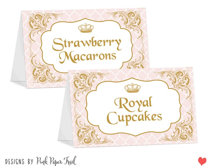 Princess Party Table Tent Cards, Blank Cards, Instant Download, Print Your Own