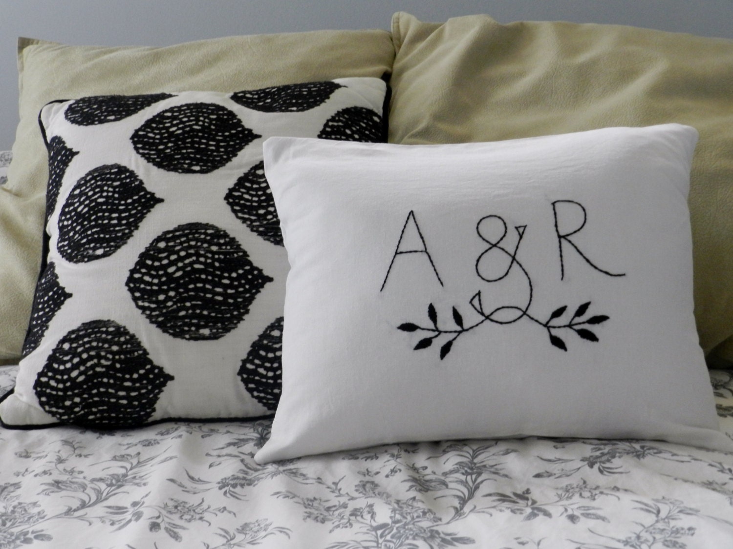 Personalized Initials OR Monogram Pillow by BlueLeafBoutique