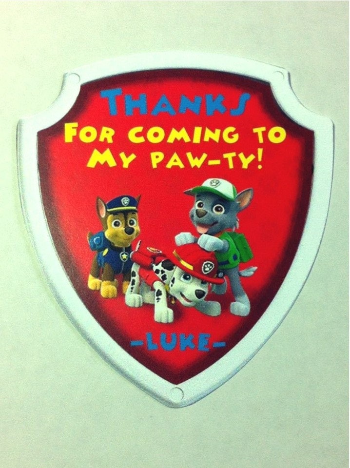 PAW PATROL Birthday Party Favor Gift Tags