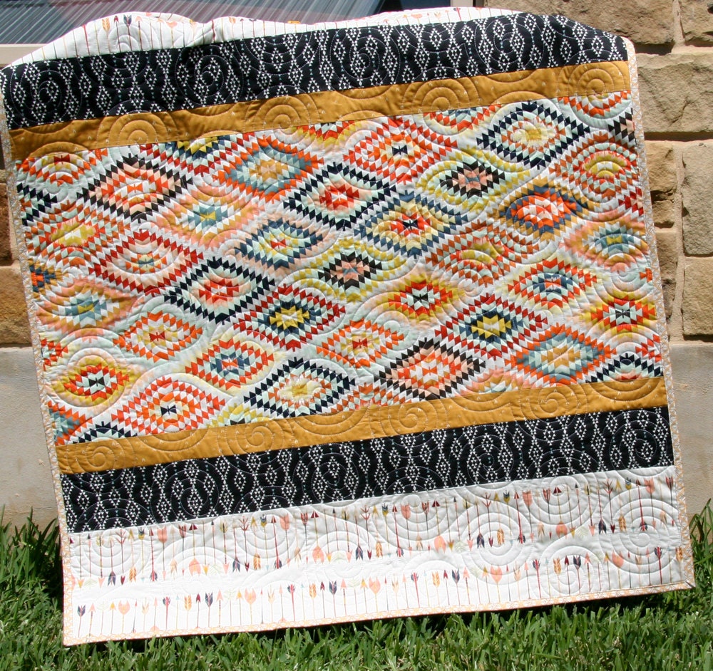 Aztec Baby Quilt Boy or Girl Gender Neutral Tribal Modern