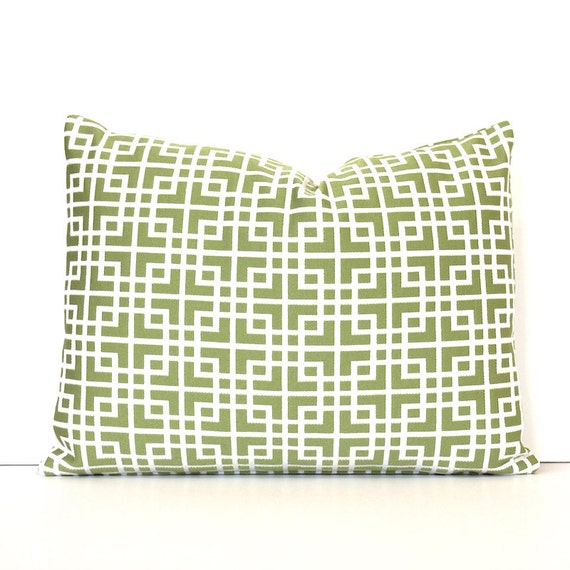 Green Lattice Designer Lumbar Pillow Cover Accent Throw
