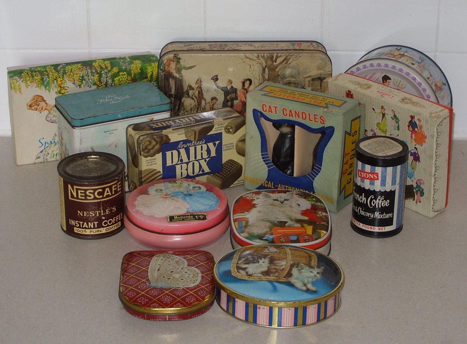 Vintage 1950s 1960s Packaging / Biscuit Chocolate Coffee Tins / Soap ...