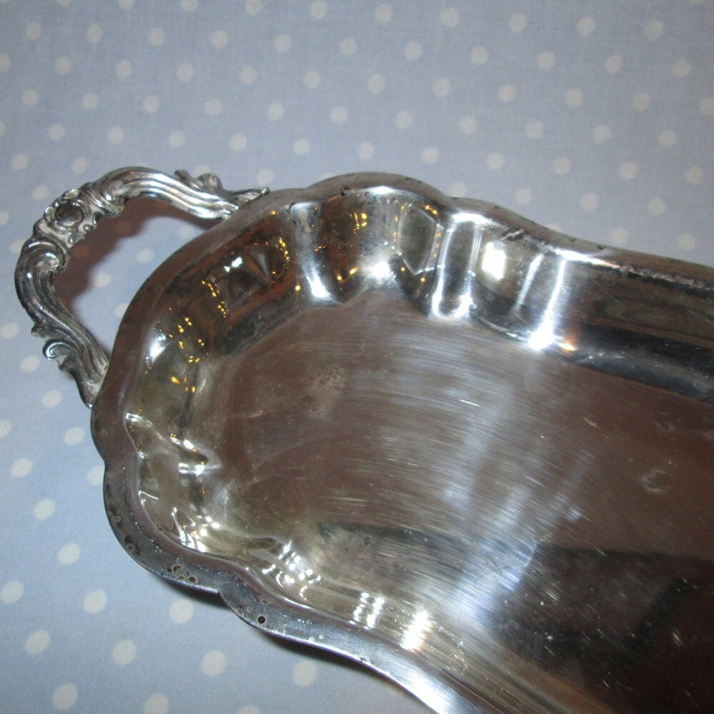 FB Rogers Footed Bread Tray Silver Plate with Handles Haute Juice