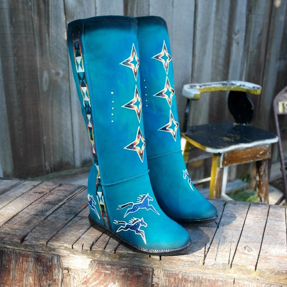 size 8.5 Hand Painted Boots By Rez Hoofz ready to by REZHOOFZ