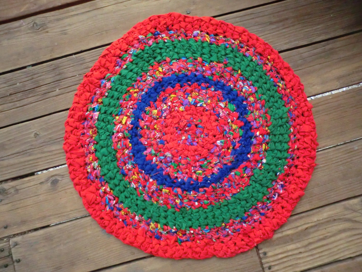 Handmade/Round rug/Crochet Rag Rug/ Shabby by JillsCuriosities