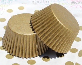 250 Gold Shimmer Cupcake Liners, Gold Shimmer Baking Cups, Gold Cupcake Liners, Professional Grade and Greaseproof Cupcake Liners