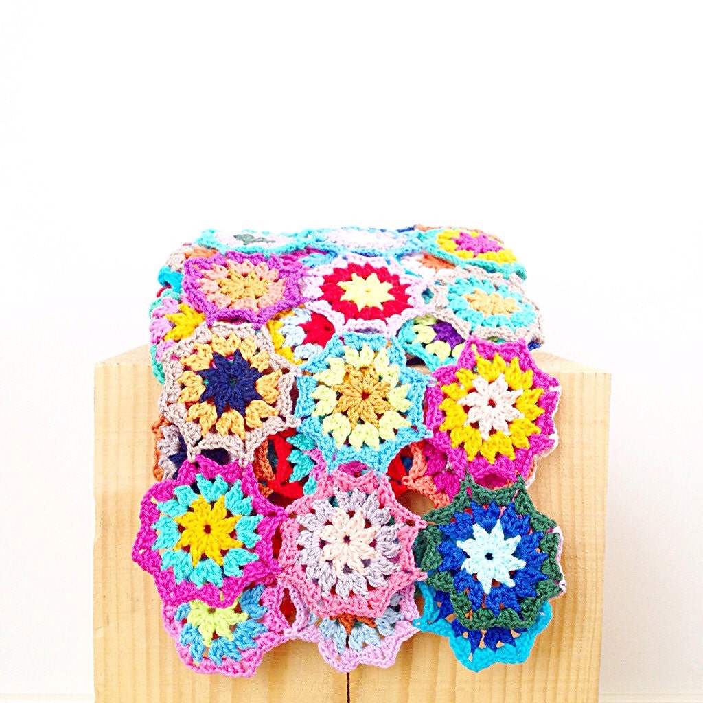 Japanese Flower Blanket Throw PDF Crochet Pattern Instant