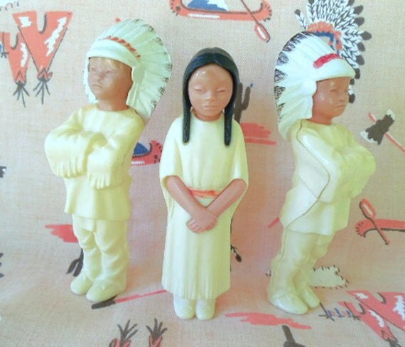 Celluloid Plastic Indian Figures: Set of 3