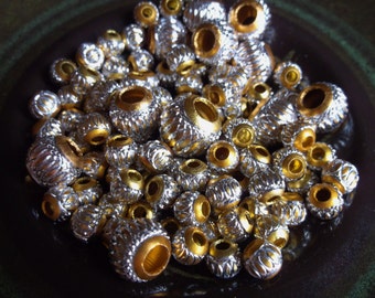 101 Dark Gold And Light Gold Lantern Aluminum Beads