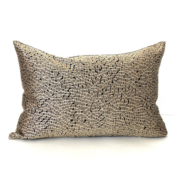 Lumbar Pillow Black and Gold Oblong Throw by couchdwellers