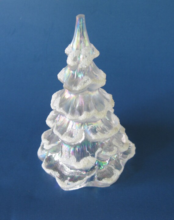 fenton iridized clear christmas tree with frit fenton iridized clear christmas tree with frit