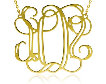Monogram Necklace 1.25 inch- Personalized Necklace bridesmaid gift