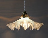 Stunning French Antique Translucent Glass Ceiling Light Opal White