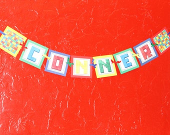 Building Block Inspired Name Banner