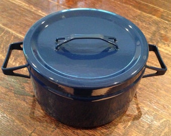 Mid Century FINEL Lidded Enamelware Pot Seppo Mallat Arabia Finland MCM