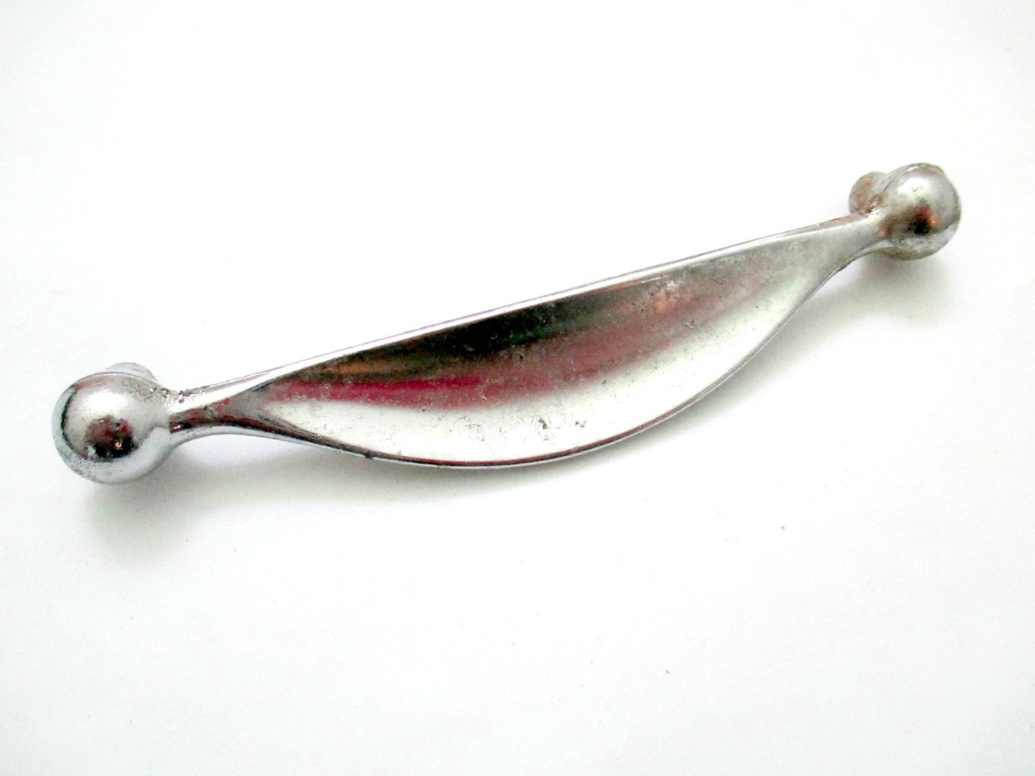 1 Vintage MidCentury Modern Drawer Pull 4″ centers salvaged old