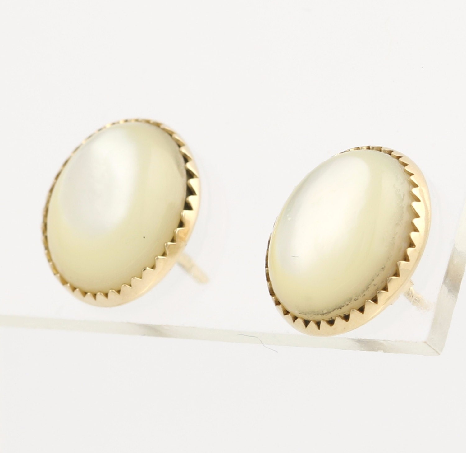 Mother of Pearl Stud Earrings 14k Yellow Gold by WilsonBrothers