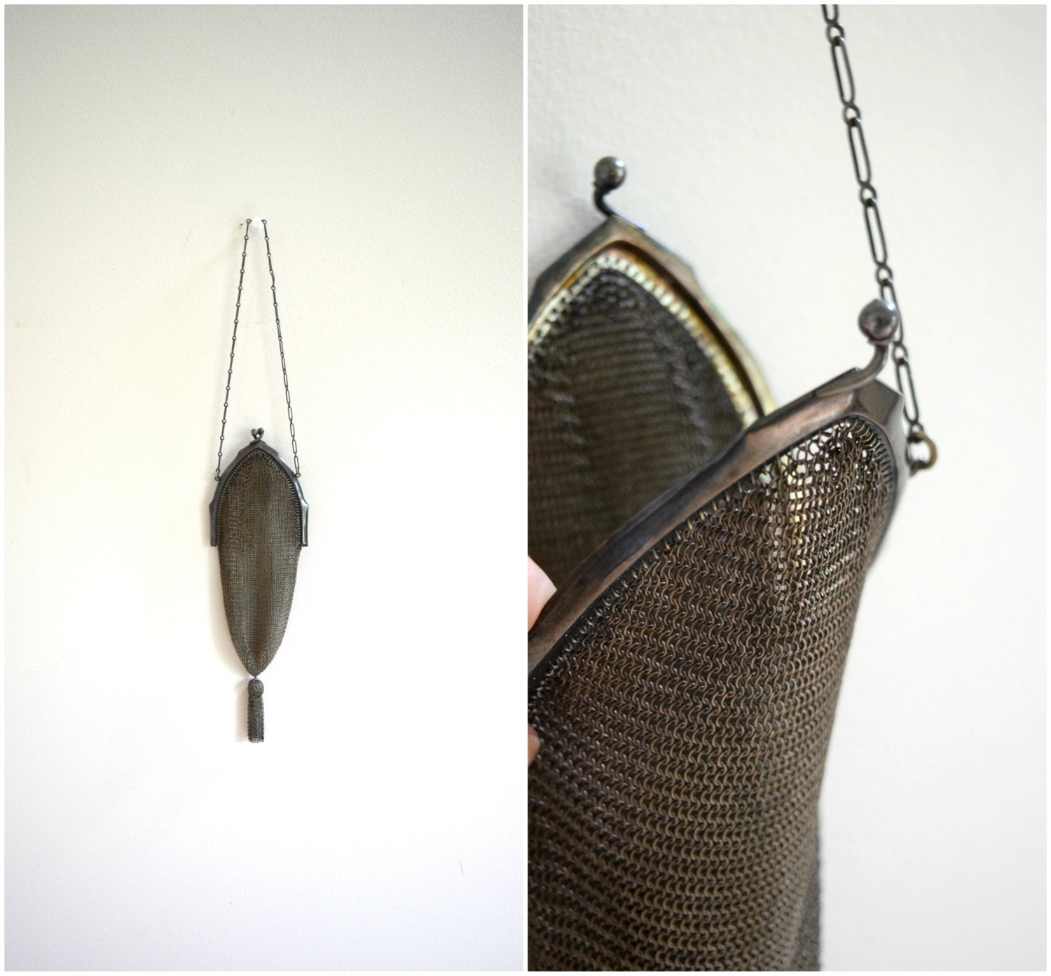 antique metal mesh purse