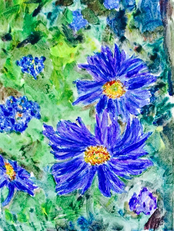 Blue Daisies blue daisies watercolor daisy watercolor