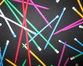 Knitting Needles Bright Colors Cotton Fabric Fat Quarter or Custom Listing
