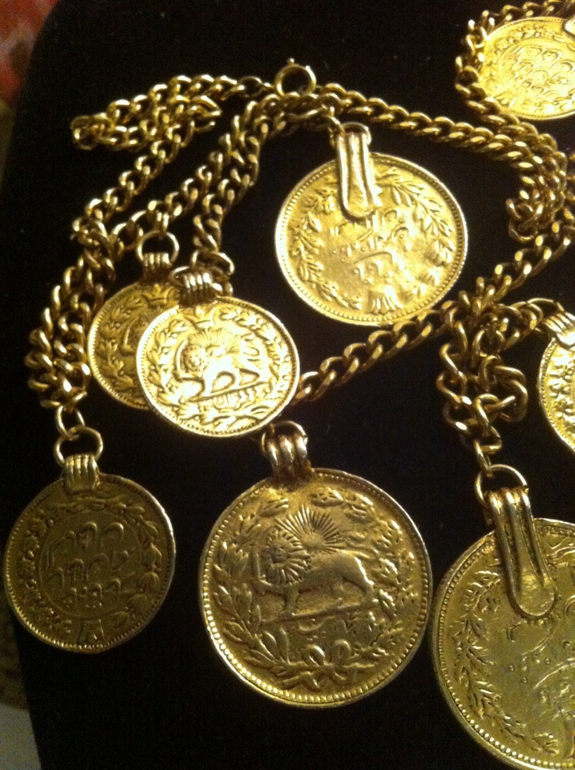 Vintage Persian Gold Coin Pendant Decorative Commenmorative
