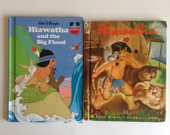1950 Hiawatha Rand McNally Elf Book & Disneys Hiawatha and the Big Flood
