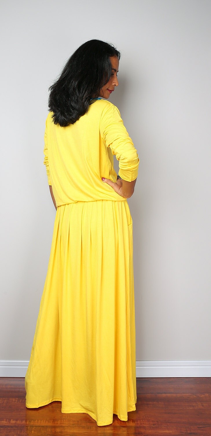 Yellow Maxi Dress Long Sleeve Yellow dress MODEST