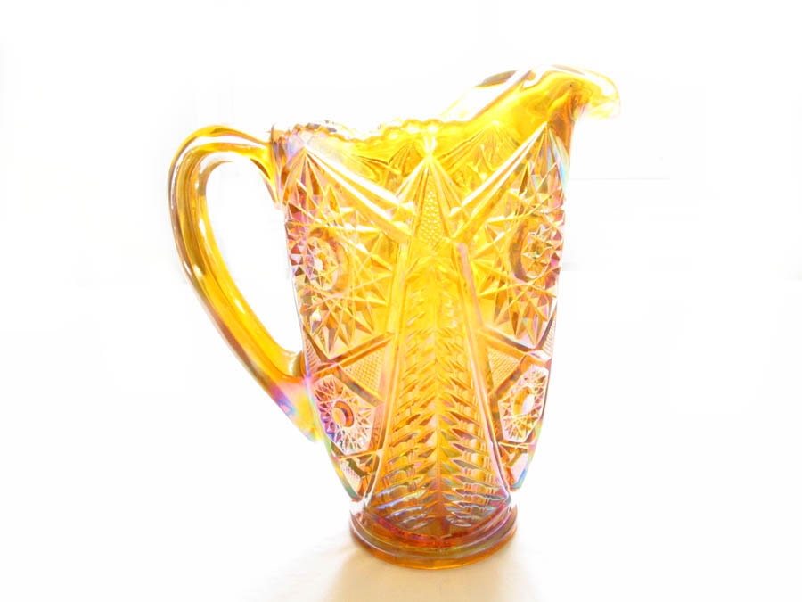 L.E Smith Gold Carnival Glass Pitcher by CollectionSelection