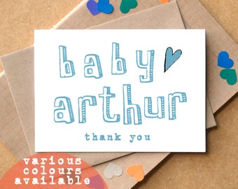 Personalised Thank You Baby Cards - thank you new baby cards - baby shower thank you cards - baby name thank you cards