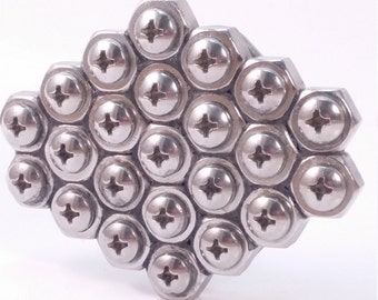 MENS OOAK Hex Nut Belt Buckle with ss screw heads