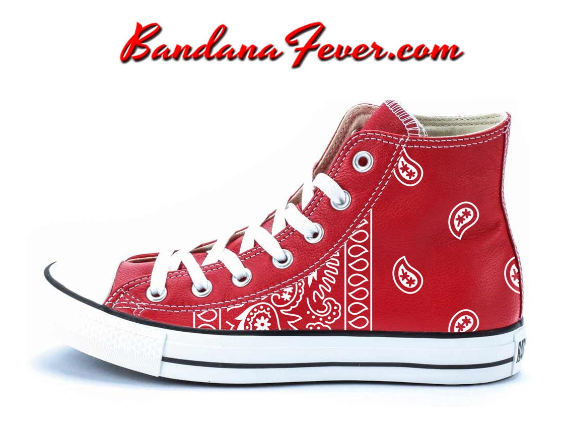 Converse Hi Red OG White Bandana Sides by by BandanaFeverDesigns