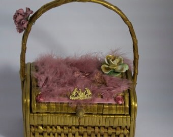 vintage french handbag 1960 's "PIQUE-NIQUE À TRIANON" unique piece french vintage