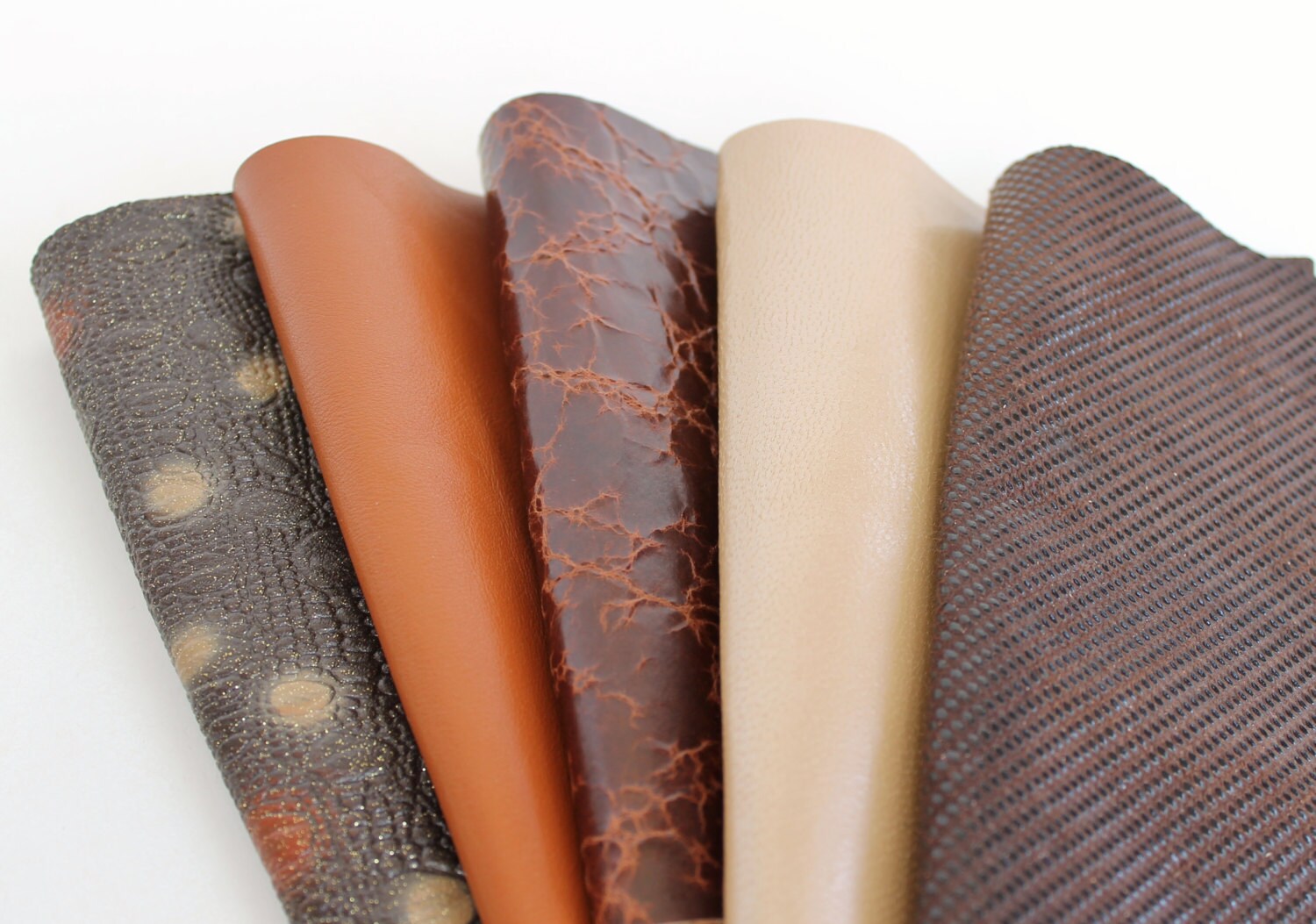 5pcs Scrap Leather Pieces Brown Tones Genuine Leather