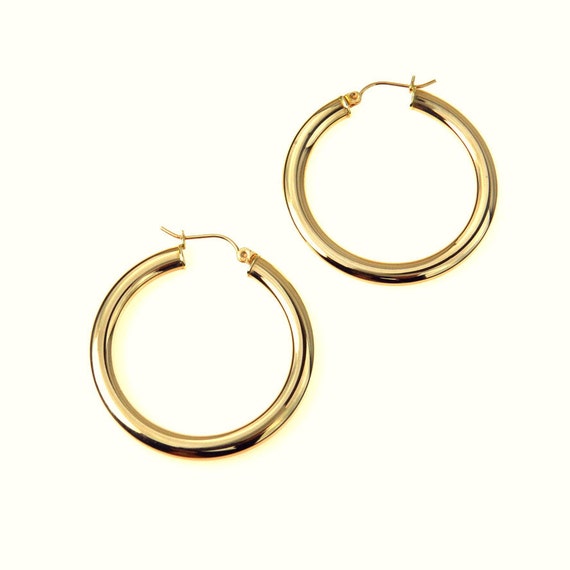 Large 10k Gold Hoop Earrings Estate Jewelry