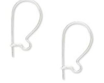 s001353 - 10 Pairs sterling silver kidney earwire, earring hook , 17mm curved kidney, 24 gauge.