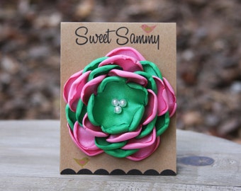 Medium Alpha Kappa Alpha AKA Satin Flower Pin